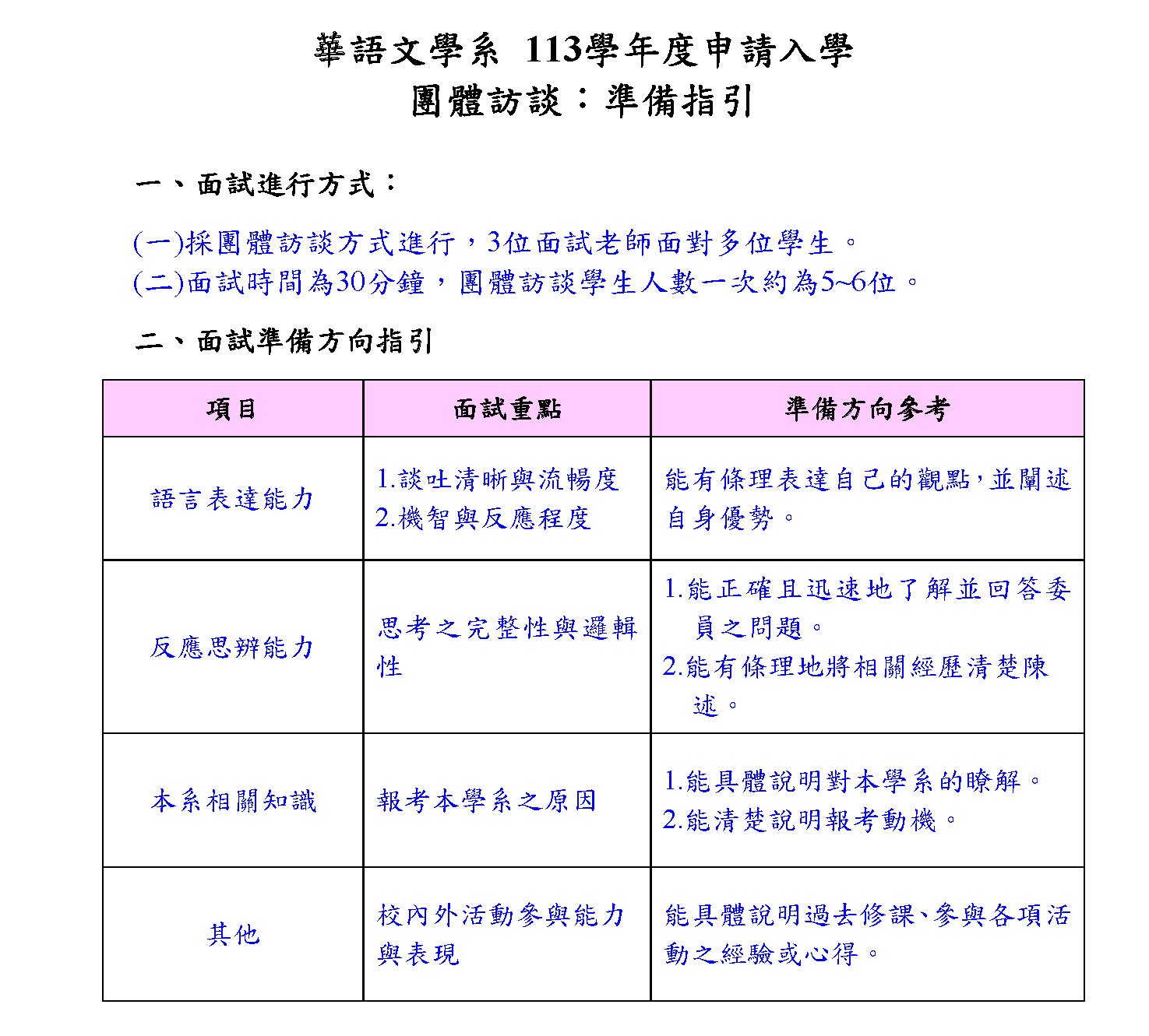 113個申面試指引