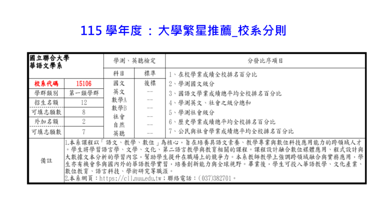 115學年度_大學繁星推薦_校系分則圖片